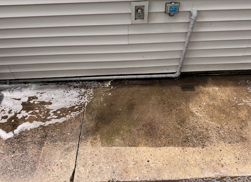 Driveway and walkway before and after pressure washing